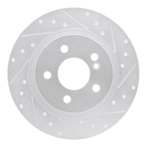Mercedes-Benz C250 Brake Rotor (1) - Rear Right - R1 Concepts - Drilled & Slotted - Silver - `08-`15